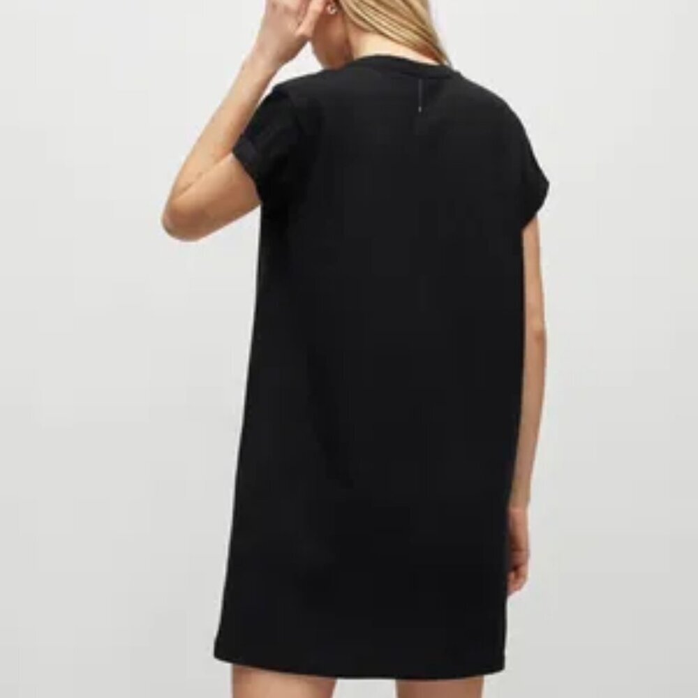 Allsaints Organic Cotton Anna Black T-Shirt Mini Dress Sz: M - Picture 3 of 8